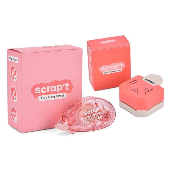 Scrap't Tools Duo: Glue Roller 5 Pack and 3-in-1 Corner Craft Puncher